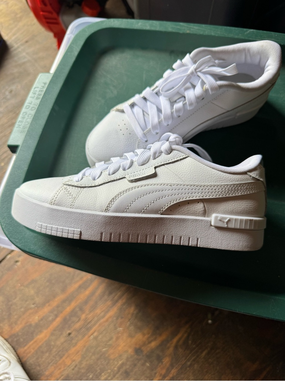 Puma All-White Leather Low-Top Sneakers womens